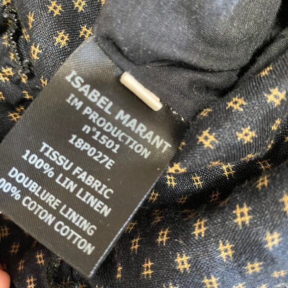 Etoile Isabel Marant Women Coquette Feminine Linen Dress Size 36 Blue Ruched - Picture 9 of 10